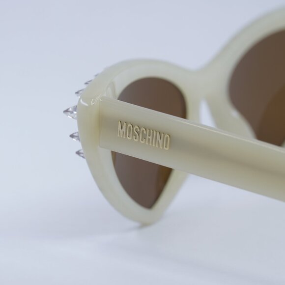 Moschino MOS006/S/STR 0SZJ 70 Sunglasses Ivory Cat Eye Frame, Brown Lenses main image 9